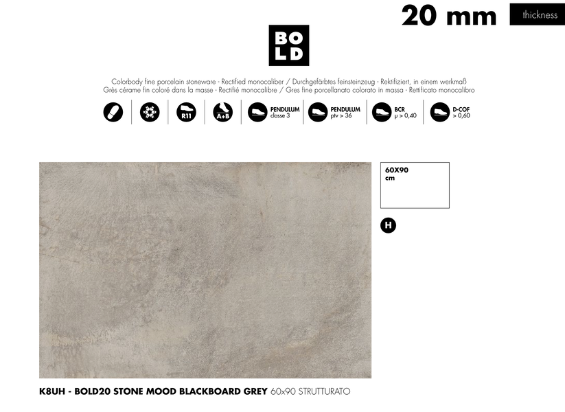 K8UH STONE MOOD BLACKBOARD GREY 60X90X2 CM PŁYTY TARASOWE BOLD
