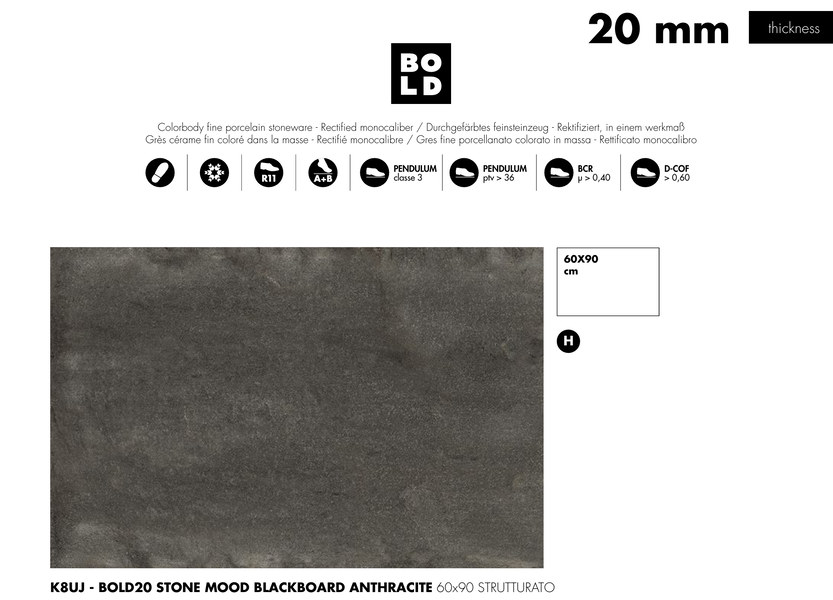 K8UJ STONE MOOD BLACKBOARD ANTHRACITE 60X90X2 CM PŁYTY TARASOWE BOLD